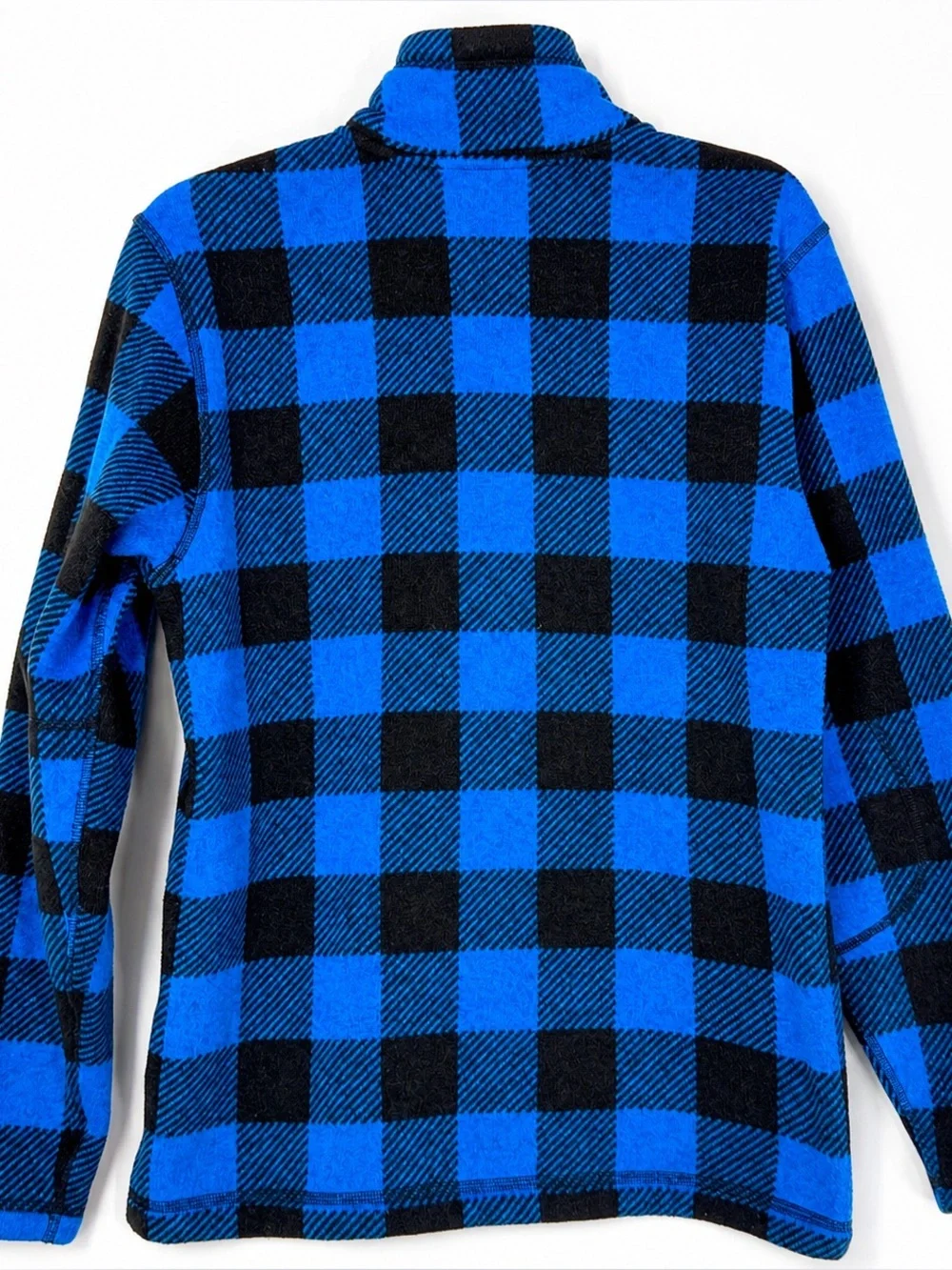 The North Face Buffalo‎ Plaid Black & Blue Quarter Zip Fleece Size Medium